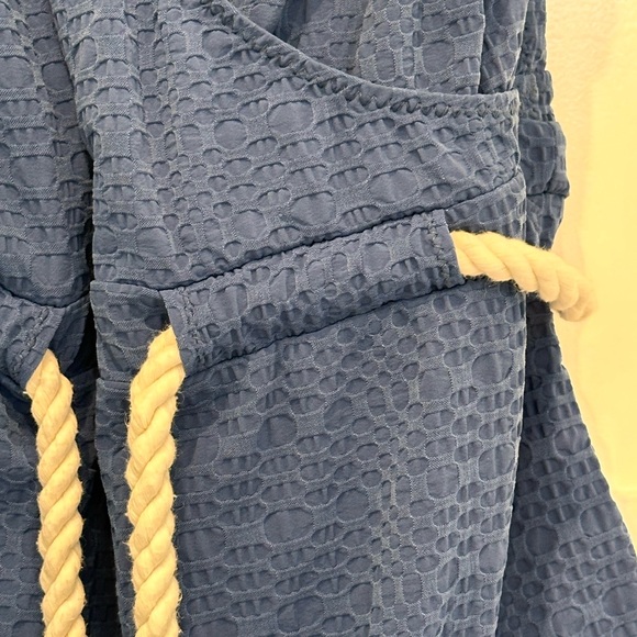 Lisa Marie Fernandez Swim Navy Yasmin Rope Belted Seersucker 4 fits sizes 8-12 - Picture 3 of 16